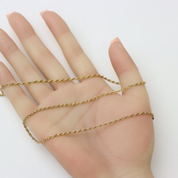 Twisted Rope Rose Gold Necklace – Elegant 18 Inch Chain Design, XPNL0206 - Picture 4 of 12